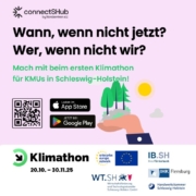 Grafik auf rosa Hintergrund mit mehreren Logos.